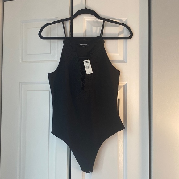 NWT. Woman’s Express black ribbed thong bodysuit. Size medium. - Picture 1 of 4